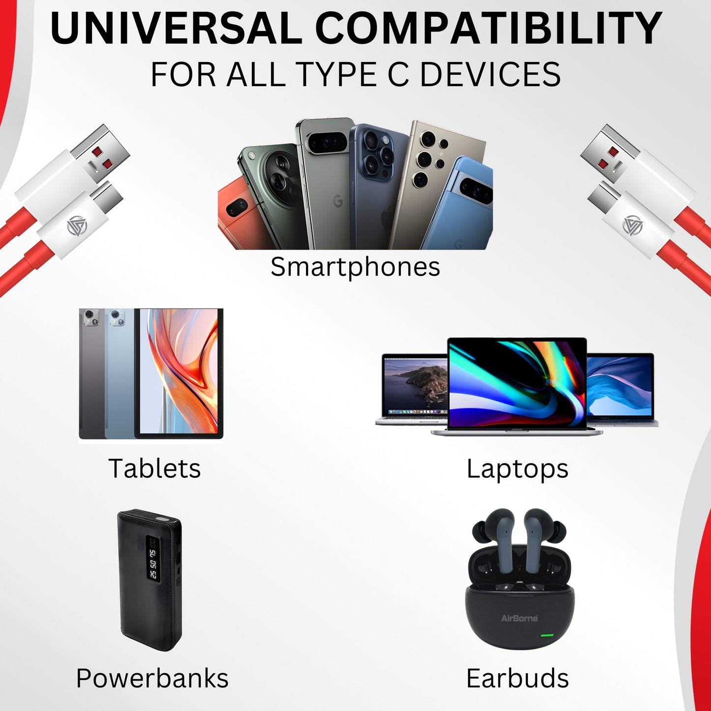 AirBorne – Supervooc USB To Type C Data Cable (Red)
