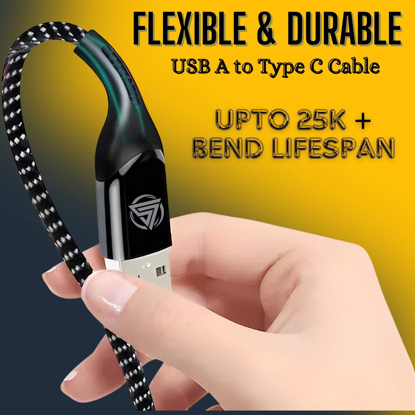 AirBorne – USB To Type C Braided Data Cable (Black)