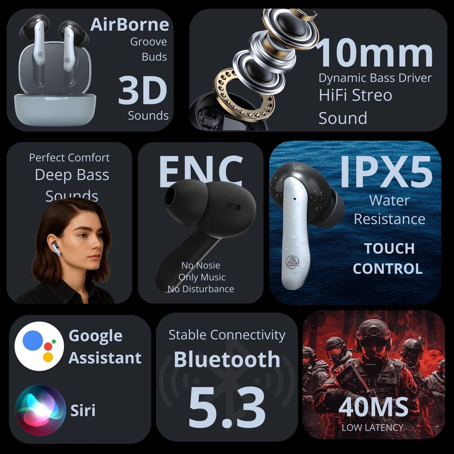 AirBorne – Groove Earbuds (Classic Grey)