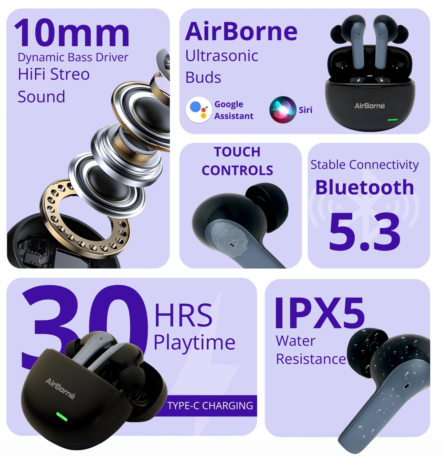 AirBorne – Ultrasonic Earbuds (Black)