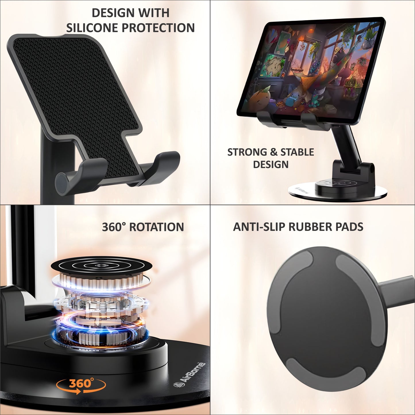 AirBorne - A2 360° Rotation Adjustable Cell Phone & Tab Stand