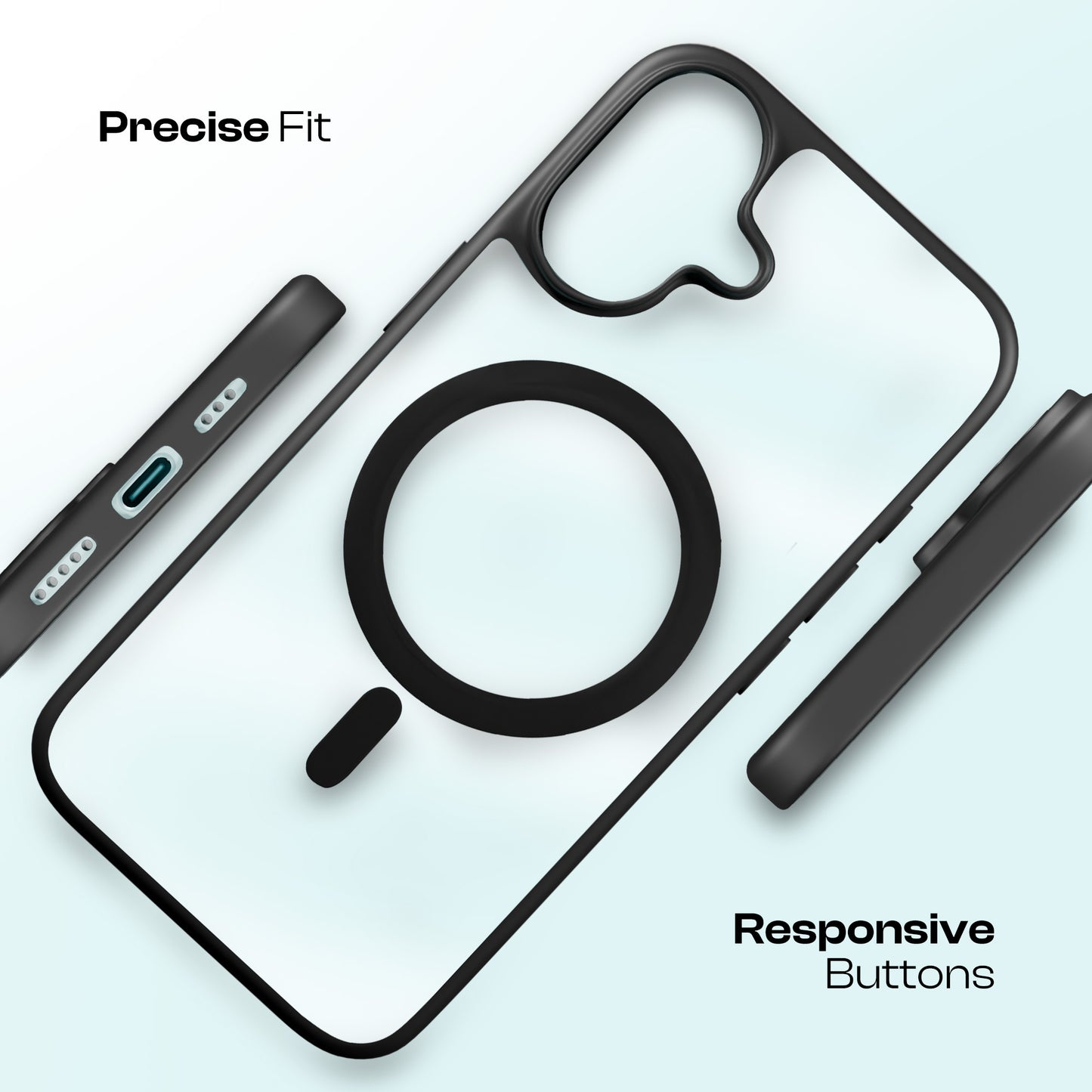 AirBorne - Mag-Safe Transparent Silicone Back Cover for iPhone 16